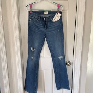 7 For All Mankind Distressed Blue Flare Jeans